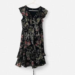 Tommy Hilfiger Navy and Pink Floral Midi Dress